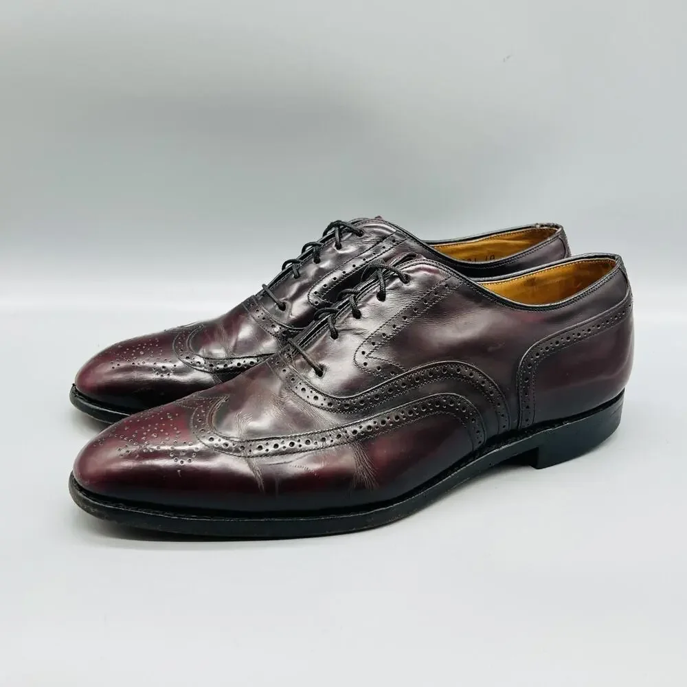 Johnston & Murphy Shoes Mens 9.5 Red Leather Limited Collection Wingtip Dress